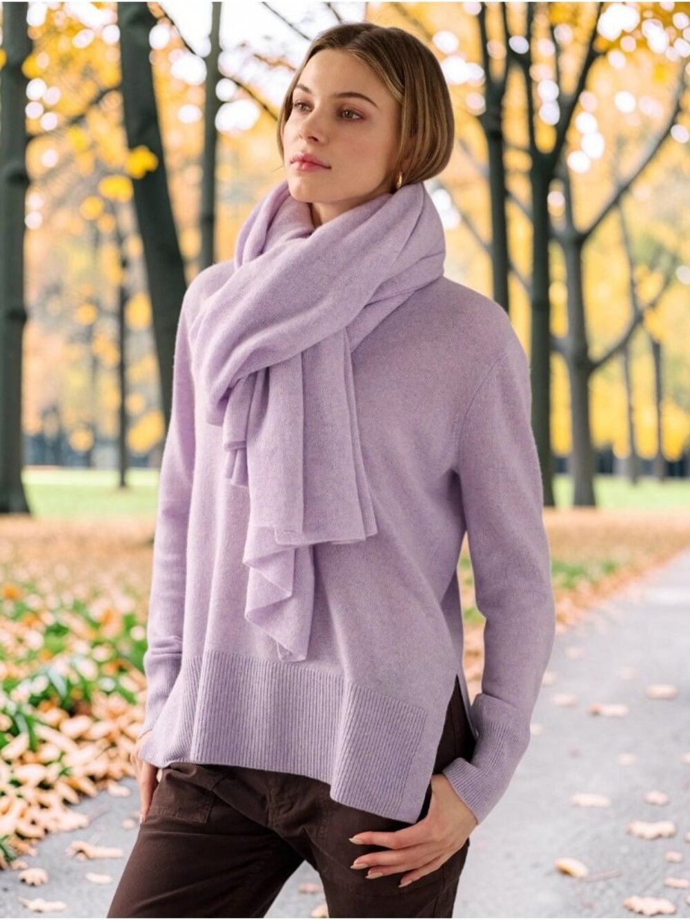 White + Warren 100%  Cashmere Travel Wrap in Soft Iris Heather 81'x36'  New W/ T